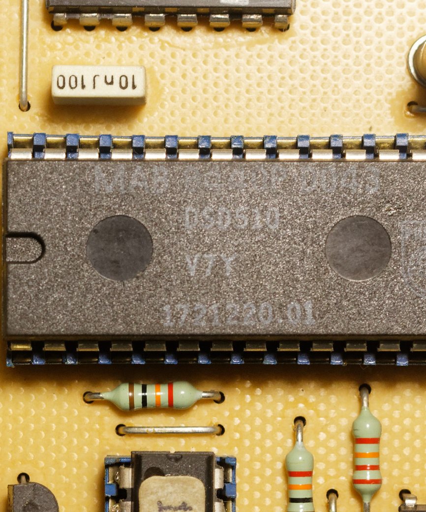 Microcontroller and supporting components on a circuit board